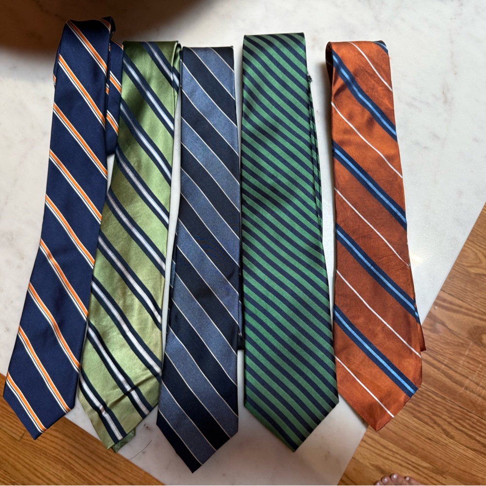 5 ties bundle  Men's Striped Tie Collection - Navy, Green, Izod Nautica & more